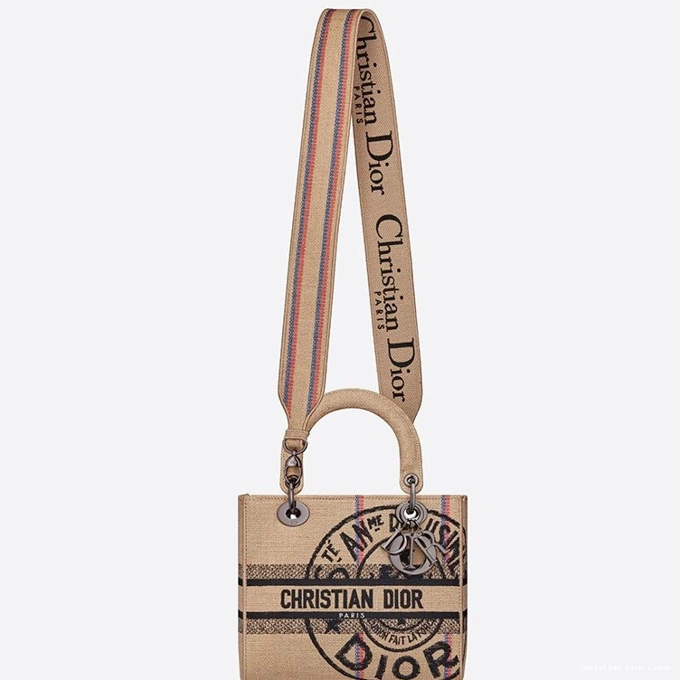 Cheap Medium Bag Beige D-lite Lady Canvas Motif Jute 0812 Luxury